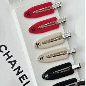 Authentic Chanel Red Hair Clip duo Beauté VIP gift